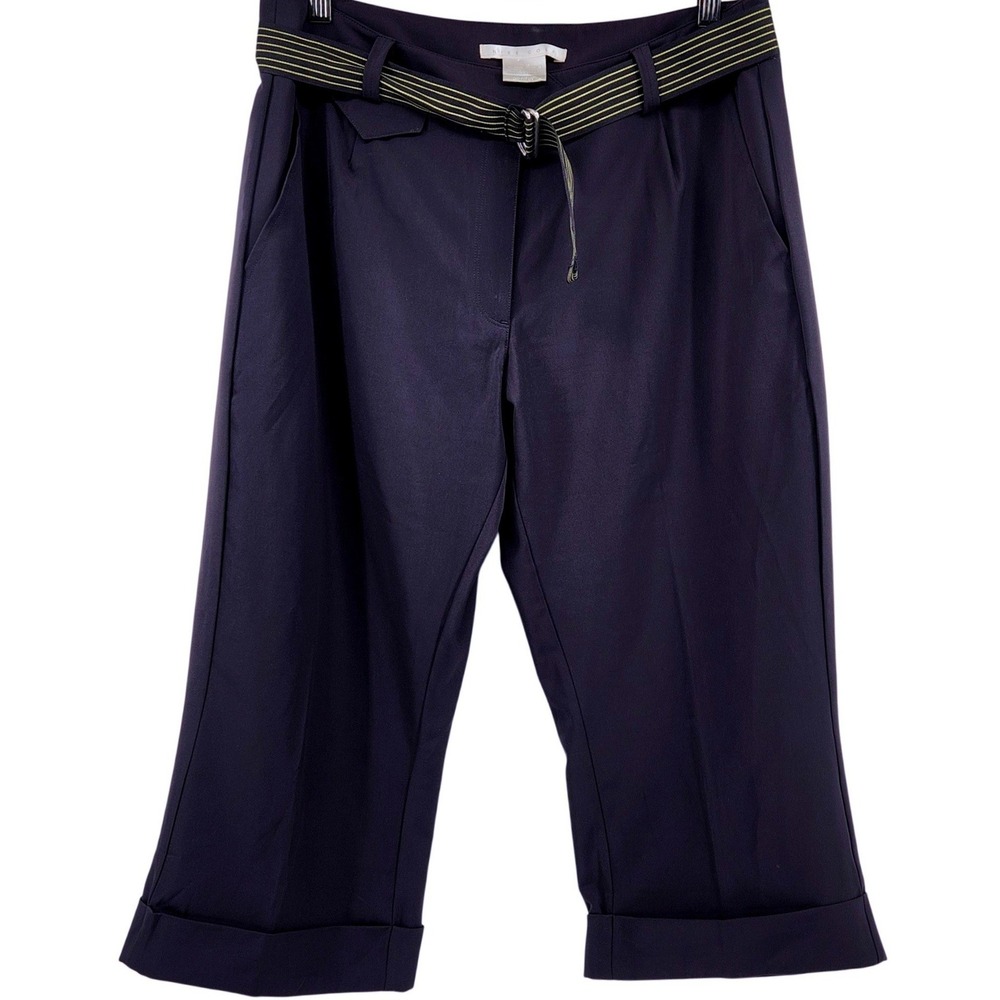 Nike Golf Dri-FIT UV Cropped Pants Womens 10M Purple Wide Leg Belted Swoosh Logo